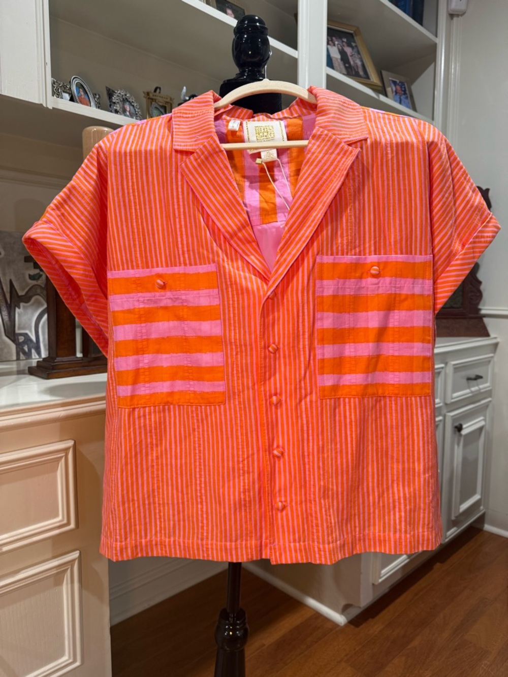 Luna Top in Coral Pink Stripe by Emily McCarthy